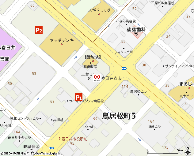 春日井支店付近の地図